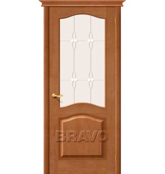 Двери Браво М7 Светлый Лак со стеклом