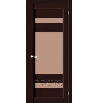Двери Браво Леон Венге со стеклом Сатинато бронза