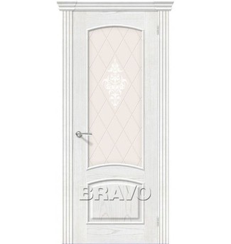 Межкомнатная шпонированная дверь Амальфи ПО Жемчуг стекло